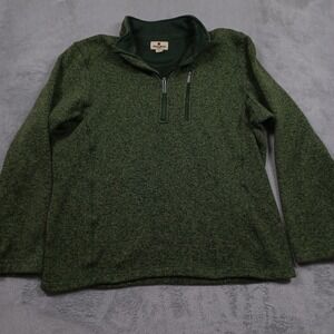 Woolrich Sweater Mens Large Green‎ 1/4 Zip Pullover Pockets Casual Knit